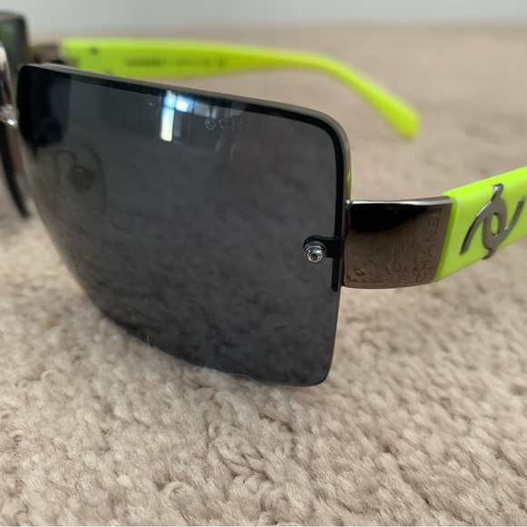 Authentic Chanel Neon Sunglasses With Silver Detail - Picture 6 of 6
